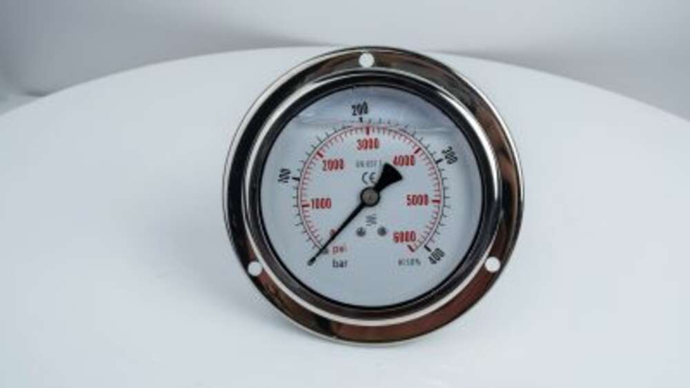 Манометр 100F400.MGE GLYC.P.G.SS CASE D:100 0/400 BAR+PSI 1/2" BSPP BACK+FLANGE