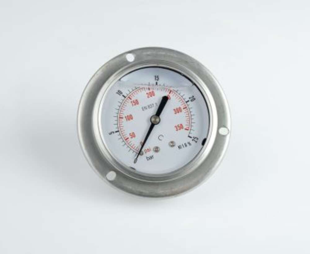 Манометр 63F25.MGE GLYC.P.G.SS. CASE D:63 0/25 BAR+PSI 1/4"BSPP BACK+FLANGE