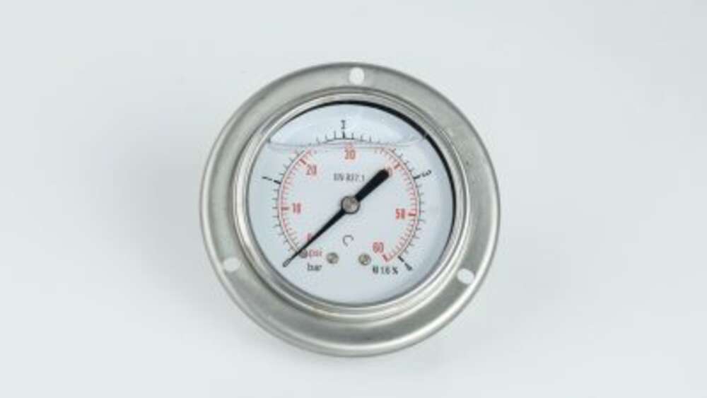 Манометр 63F4.MGE GLYC.P.G.SS CASE D:63 0/4 BAR+PSI 1/4"BSPP BACK+ FLANGE